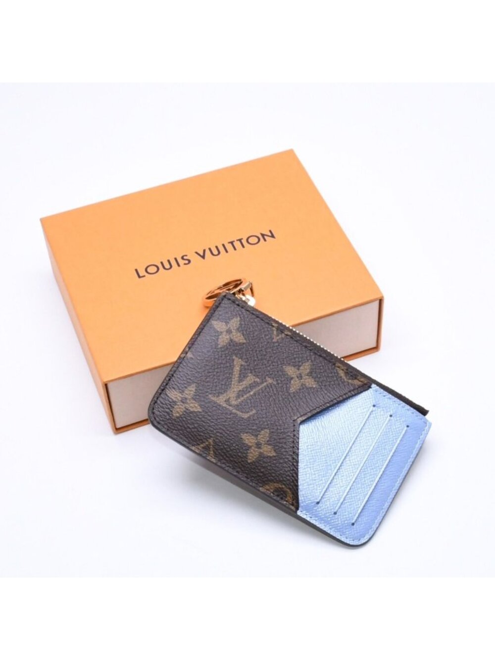 Louis Vuitton Card Case Romy Coin Purse Monogram Blue Frost
